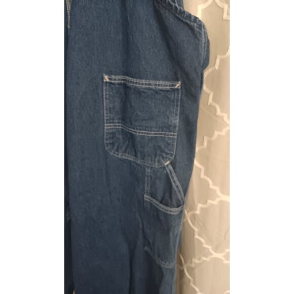 Carhartt Loose Fit 42x32 Blue Denim Carpenter Outdoor Work Farmer Overalls - Picture 6 of 8